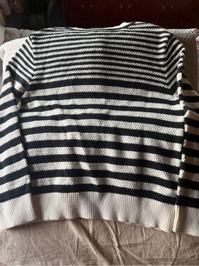Sanctuary Black and White Striped Crewneck Sweater